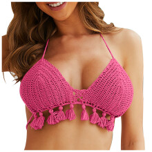 Women Crochet Bikini Halter Bralette Backless Camisole Knit Bra Tops Summer Beachwear