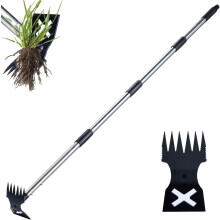 Long-handled weeding tool - 60-inch manual weeding tool, two-in-one manual weeding rake and gardening hoe