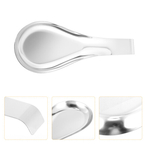 1Pc Stainless Steel Spoon Rack Silver Durable Non-Slip Spoon Pad 1