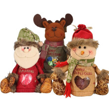 Kerstcadeautas met sneeuwpop en ritssluiting, 20x25 cm, herbruikbare stof