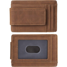 Minimalist Wallet for Men with Clip Leather Wallet, Credit Card Holder RFID Blocking