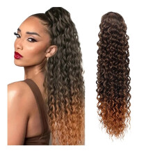 Extensiones de coleta rizada profunda, coleta postiza larga con cordón ajustable y rizos profundos para mujer, coleta sintética