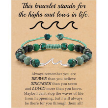 Wave Bracelet for Women – Natural Stone Beaded Encouragement Jewelry, Compatible with Life Is Tough Cheer Up Theme, Birthday & Mother's Day Gift