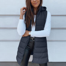 Women's Quilted Long Sleeveless Puffer Vest, Lightweight Warm Winter Waistcoat – Compatible with A#032_Navy S