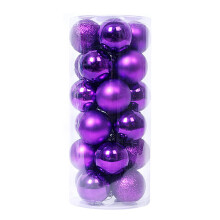 24Pcs Purple Mini Christmas Balls, 1.18" Shatterproof Tree Ornaments for Holiday, Wedding & Party – Compatible with Xmas Trees