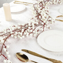 Artificial Christmas Rattan Garland with Berries White