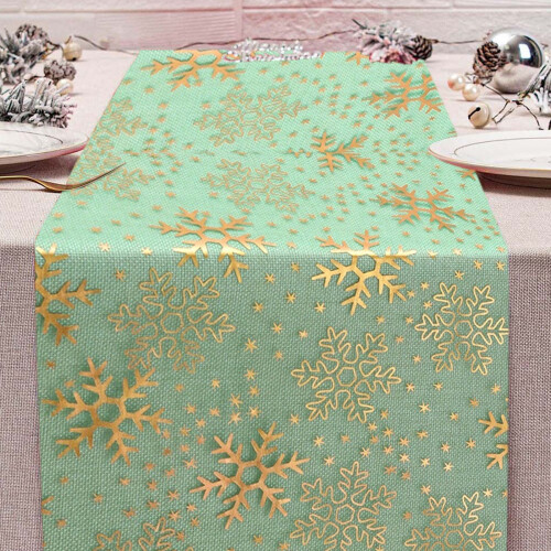 Christmas table runner winter snowflakes design 11x108 in