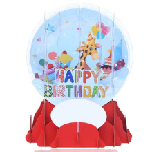 3D Giraffe Crystal Ball Happy Birthday Blessing Message Cards for Couple Wife Wedding Anniversary Cards