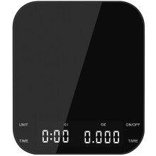 Digital Coffee Scale with Timer, Rechargeable Kitchen Scale, 0.1g Accuracy, 3000g Capacity, Pour Over Barista Scale, Sleek Glass Mirror, Black