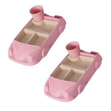 2-Pack Car-Shaped Food-Grade Baby Plate Set, Compatible with Kids' Dining – Fiber Plastic Cartoon Tray with Separate Compartments