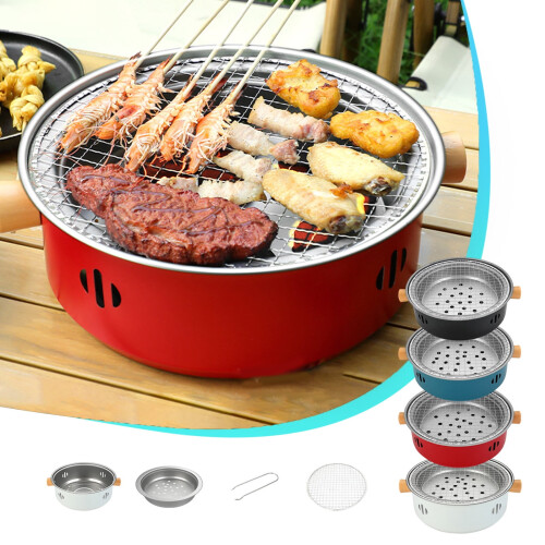 Φορητή σιδερένια ψησταριά BBQ με κάρβουνα 32x32x10cm με 4 αεραγωγούς και αφαιρούμενη