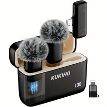 Wireless Lavalier Mic System—36H battery, 135ft range, noise cancellation, compatible with iPhone/Android, for vlogging & podcast