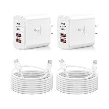 40W USB-C Charger Block 2-Pack w/ 6FT Cable – Compatible with iPhone 16/15/15 Pro Max & iPad