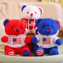 Wanfds 4th of July Patriotic Plush Bears (8"), Bulk Mini Stuffed Toys for Kids & Adults, Party Favors, Home Decor (Blue)