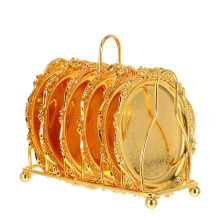 2Sets Retro Gouden Zinklegering Cup Coaster Voor Huis En Kantoor