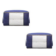 Navy Foldable Non-Woven Fabric Storage Bins With Handles 90L Large Capacity For Clothes Blankets Toys 2 Pack Closet Organizer