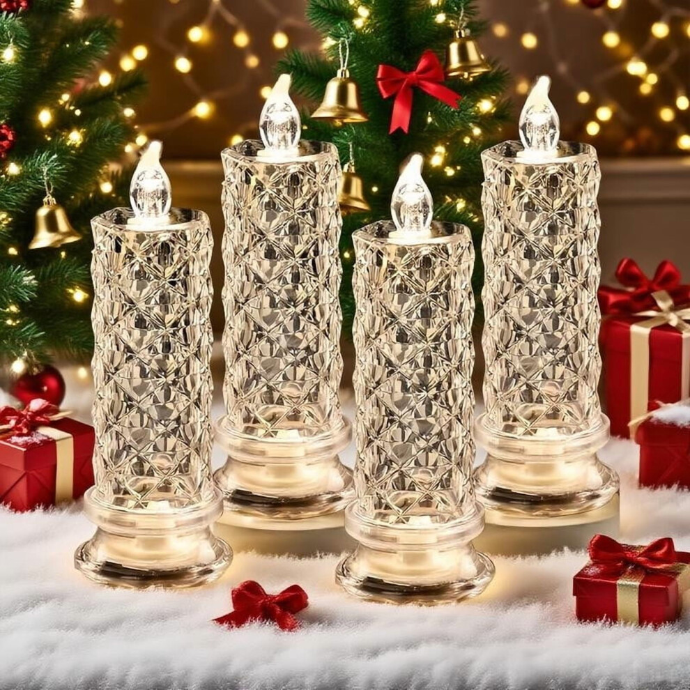 4 Pcs Christmas Crystal Rose Lights, LED Floral Decor for Indoor Party, Battery Powered Christmas Centerpiece-image-OPC-PS8HJY5-NEW