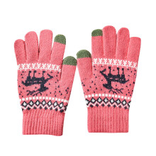 Women's knitted touchscreen gloves fawn hot pink