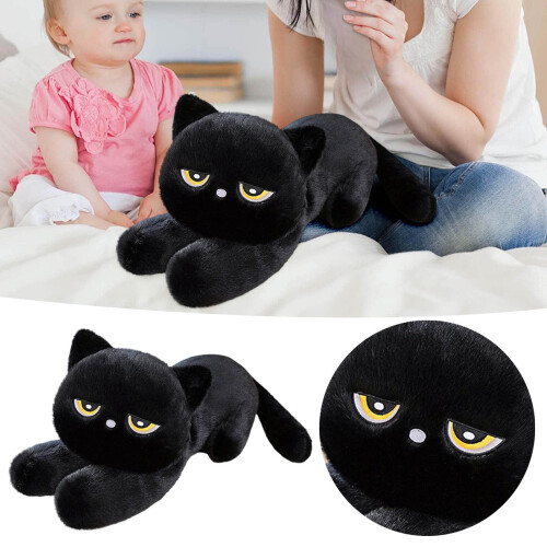Coussin de canapé doux et moelleux en forme de chat noir couché
