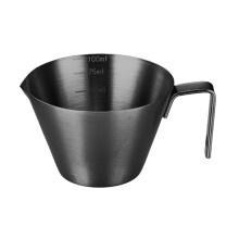 Tasse à expresso en acier inoxydable (1 pièce), doseur à double bec verseur avec graduation, 100 ml, poignée, compatible avec la maison et les