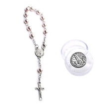 Baptism Glass Pearl Rosary Alloy Pendant Finger Chain for Christening Holiday Wedding Party Jewelry Gift