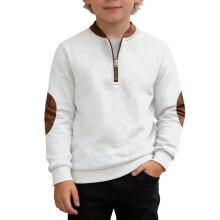 Sudadera de manga larga con cuello redondo para niños, color jersey – Prenda de forro polar suave, cálida e informal para niños y jóvenes,