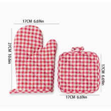 1 paire de gants de cuisine à carreaux rouges, gants anti-brûlure pour la cuisson et la pâtisserie + coussinets isolants – Taille unique