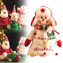 Weihnachtsgeschenktüte mit Schneemann-Elch-Motiv, Polyester, 1 Stück