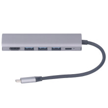 Adaptateur Hub USB-C 5-en-1, HDMI 4K, 5 Gbps, compact 110x25mm
