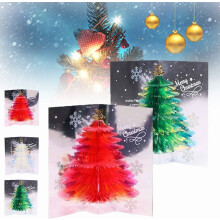 Cartão de Natal 3D Pop-Up com Árvore de Glitter e Envelope