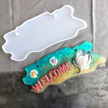 Molde de silicone branco (1 unidade) para placa de porta, etiqueta decorativa, faça você mesmo, flexível e transparente.
