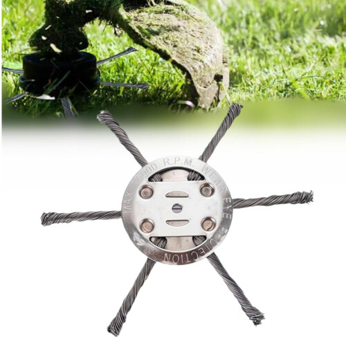 Cabeça de corte universal com fio de aço, cabeça de corte de grama de 6 polegadas com fio de aço, cabeça de corte com fio de aço para bandeja