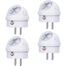 Balenie 4 nočných svetiel do zásuvky s 360 rotáciou a senzorom od súmraku do úsvitu, neutrálne biele LED – kompatibilné s americkými