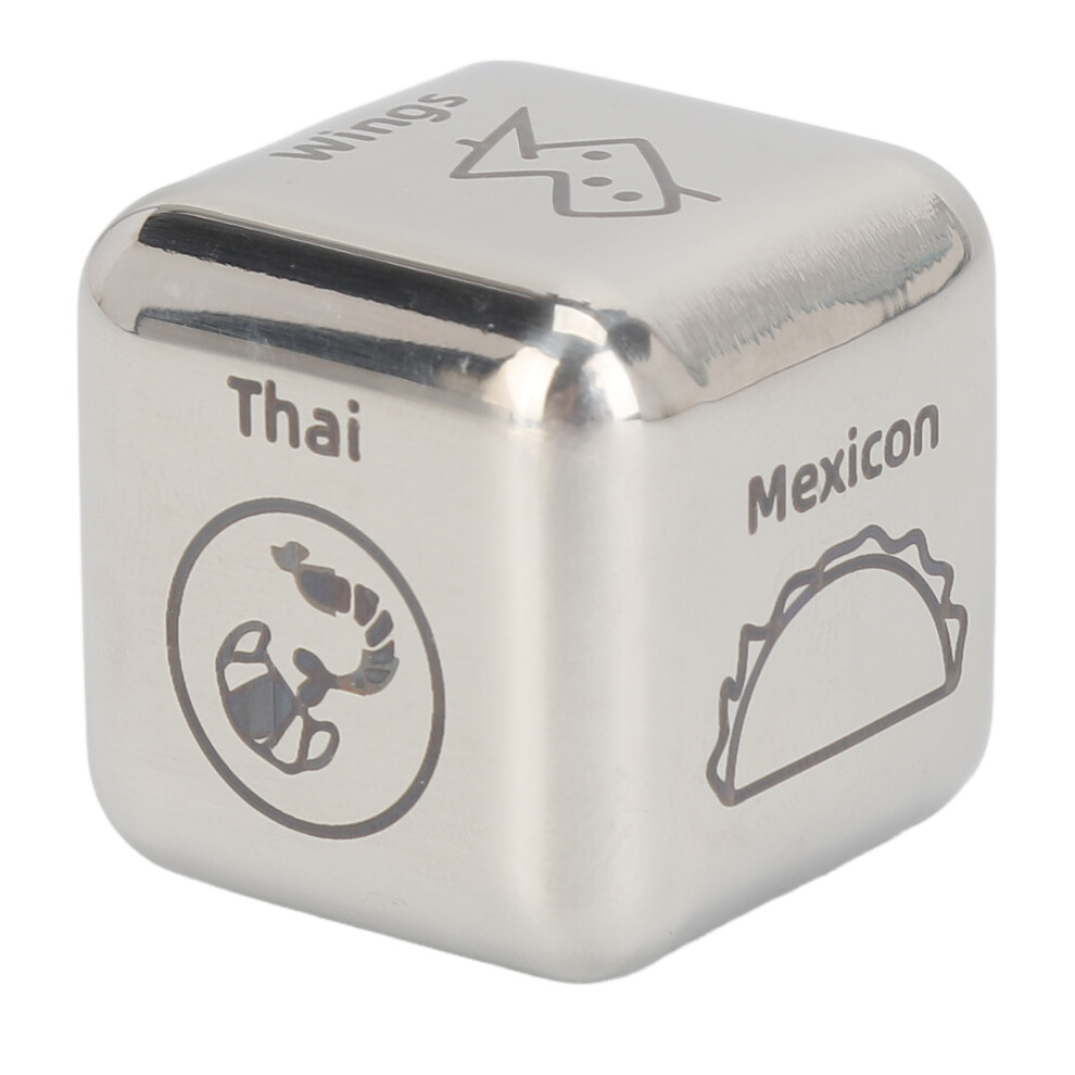 D3 Food Decision Dice Stainless Steel Clear Letter Portable Dinner Decider