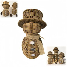Décoration de Noël champêtre, bonhomme de neige rustique en rotin pour décoration intérieure et extérieure des fêtes, centre de table pour la