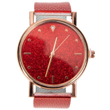 Red Female Wristwatch with Silicone Band Accurate Quartz Movement for Business Use