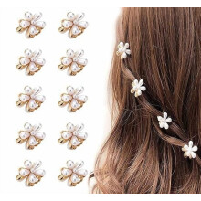 10 mini pinces à cheveux Pearl Daisy pour femmes