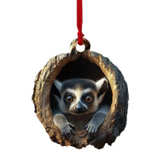 Ornement d'animal de la forêt de Noël – Hibou suspendu en acrylique 2D, compatible avec les décorations de Noël, 8 cm