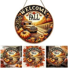 Panneau de bienvenue automnal – Décoration de porte/murale à suspendre pour Halloween et Thanksgiving, 30 cm, compatible avec la décoration