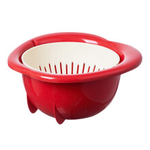 Panier d'égouttage double couche pour cuisine, 2 pièces, rouge