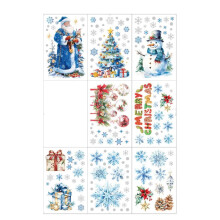 9pcs Christmas Rub-on Transfers for Crafts, Furniture, Wood & Paper – Snowman, Snowflake, Vintage Blue Holiday Decals – Compatible with DIY