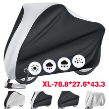 Funda para bicicleta impermeable, resistente a los rayos UV, al viento y al polvo, color negro y plateado.