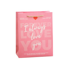 Valentinstags-Geschenktüten, rosa Papiertragetasche mit Henkeln