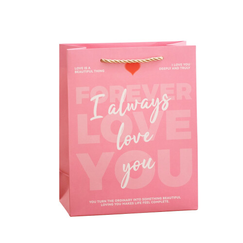 Valentinstags-Geschenktüten, rosa Papiertragetasche mit Henkeln