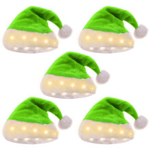 Lot de 5 bonnets de Noël lumineux à LED, bonnets de Père Noël festifs en peluche, casquettes à visière avec lumières, accessoires pour les