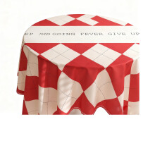 Nappe de Noël/Nouvel An, à carreaux rouges et blancs, en polyester imperméable, 120 x 120 cm, fond photo rétro