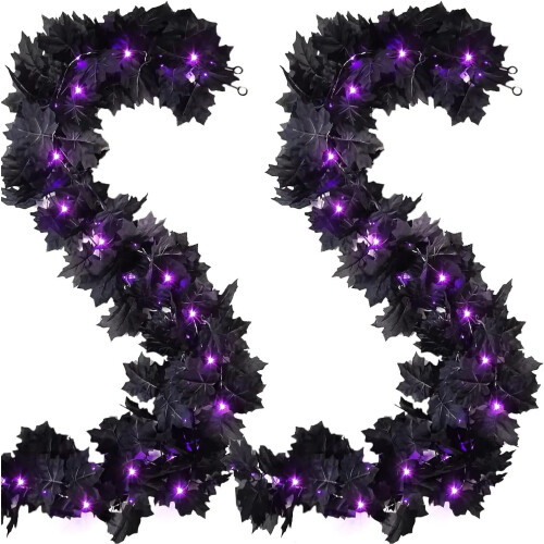 τεμάχια μαύρη γιρλάντα για το Halloween με φωτάκια σε κορδόνι, 11,5 πόδια, 60 LED φύλλα