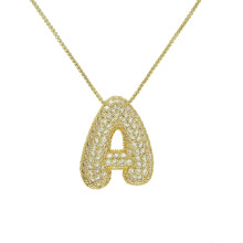 Gold Bubble Letter Necklace for Women – Initial Pendant