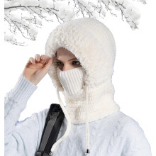 3 in 1 Beanie Hat with Scarf and Mask - Warm Knitted Beanie Hat,hat with Scarf Attached for Outdoor Skiing Hiking