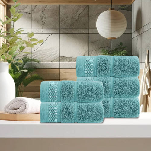 Ensemble de serviettes en coton vert 5 pièces 14 x 30 pouces